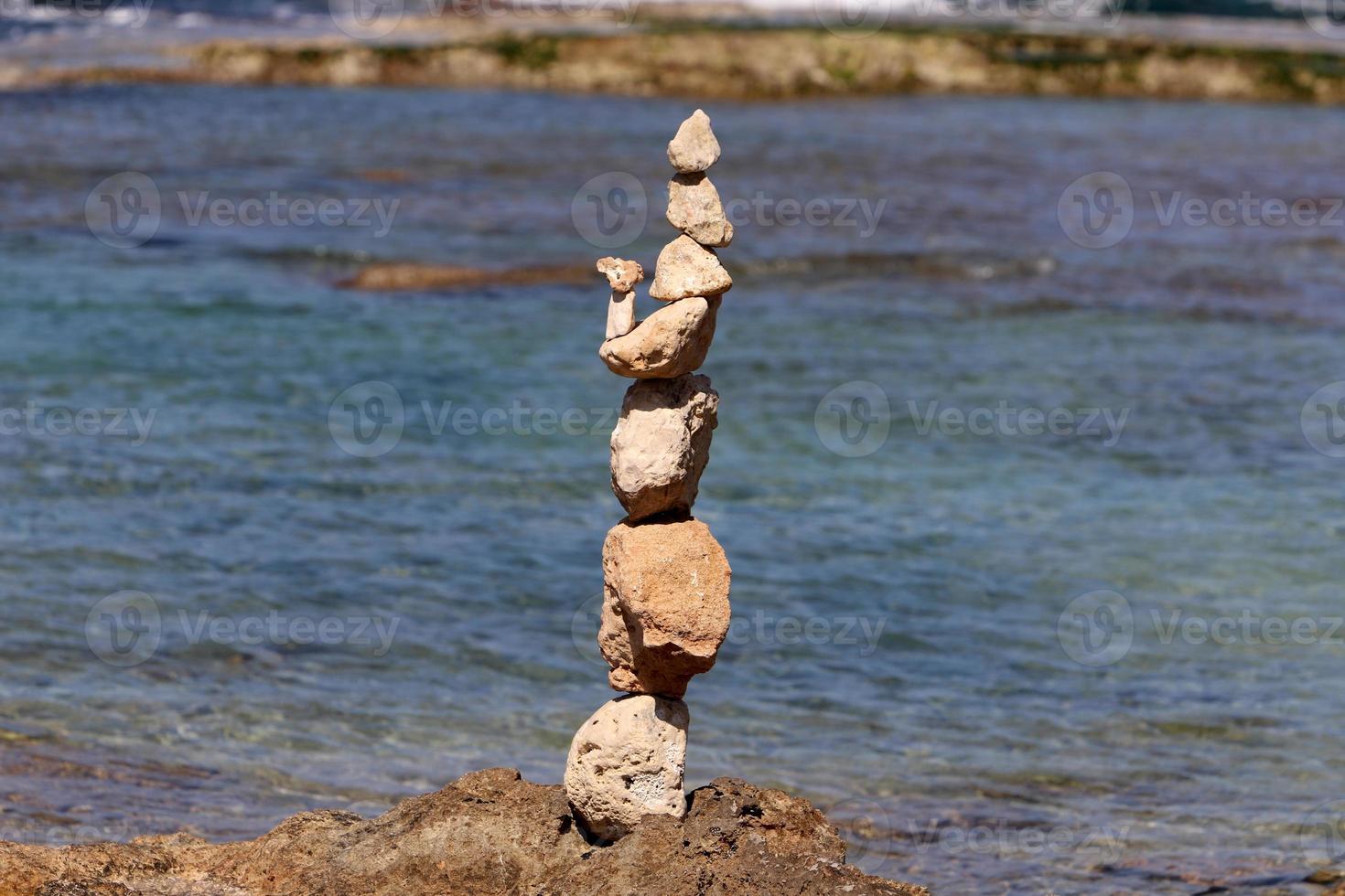 Stones on the shore of the Mediterranean Sea. photo