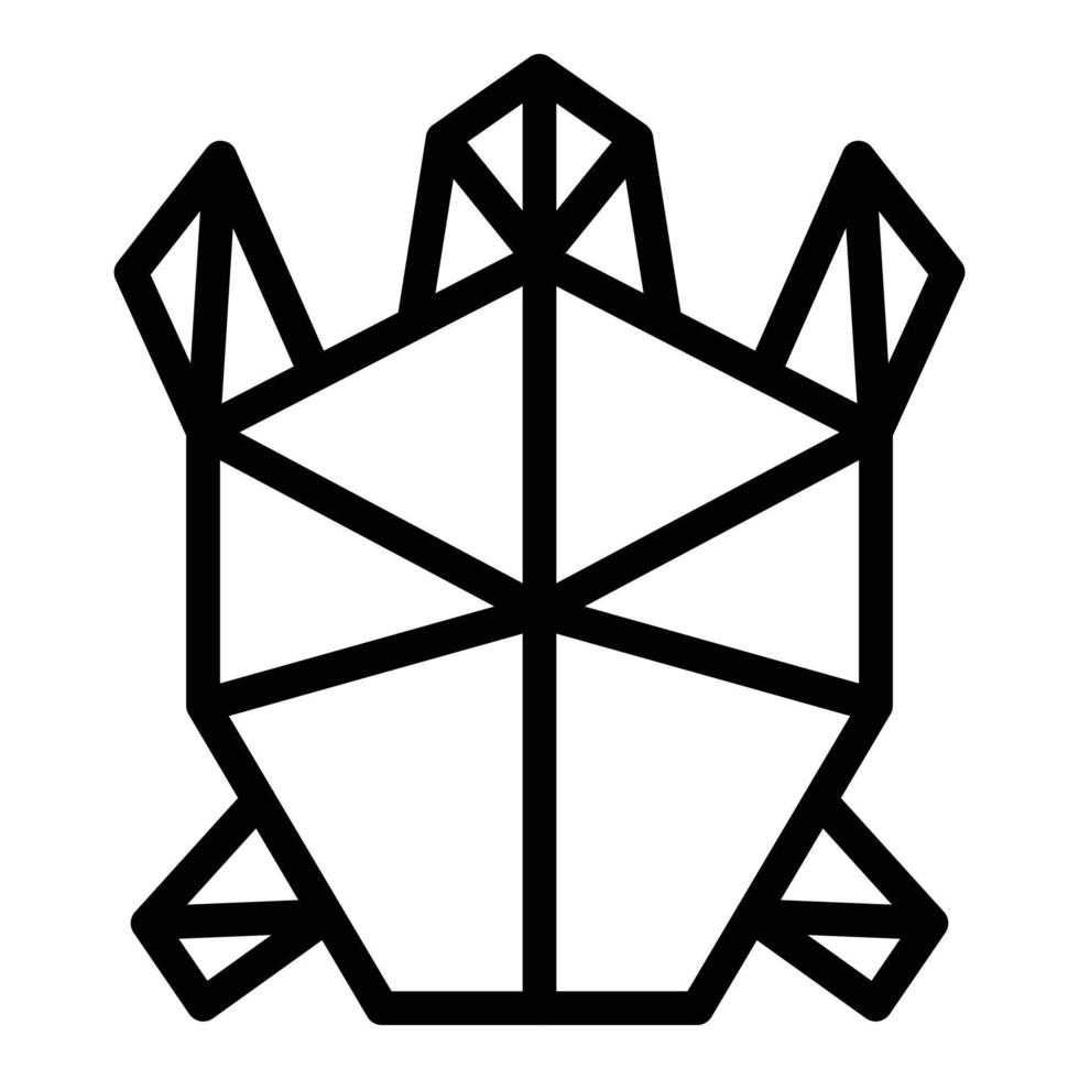 vector de contorno de icono de origami de tortuga. animales geométricos