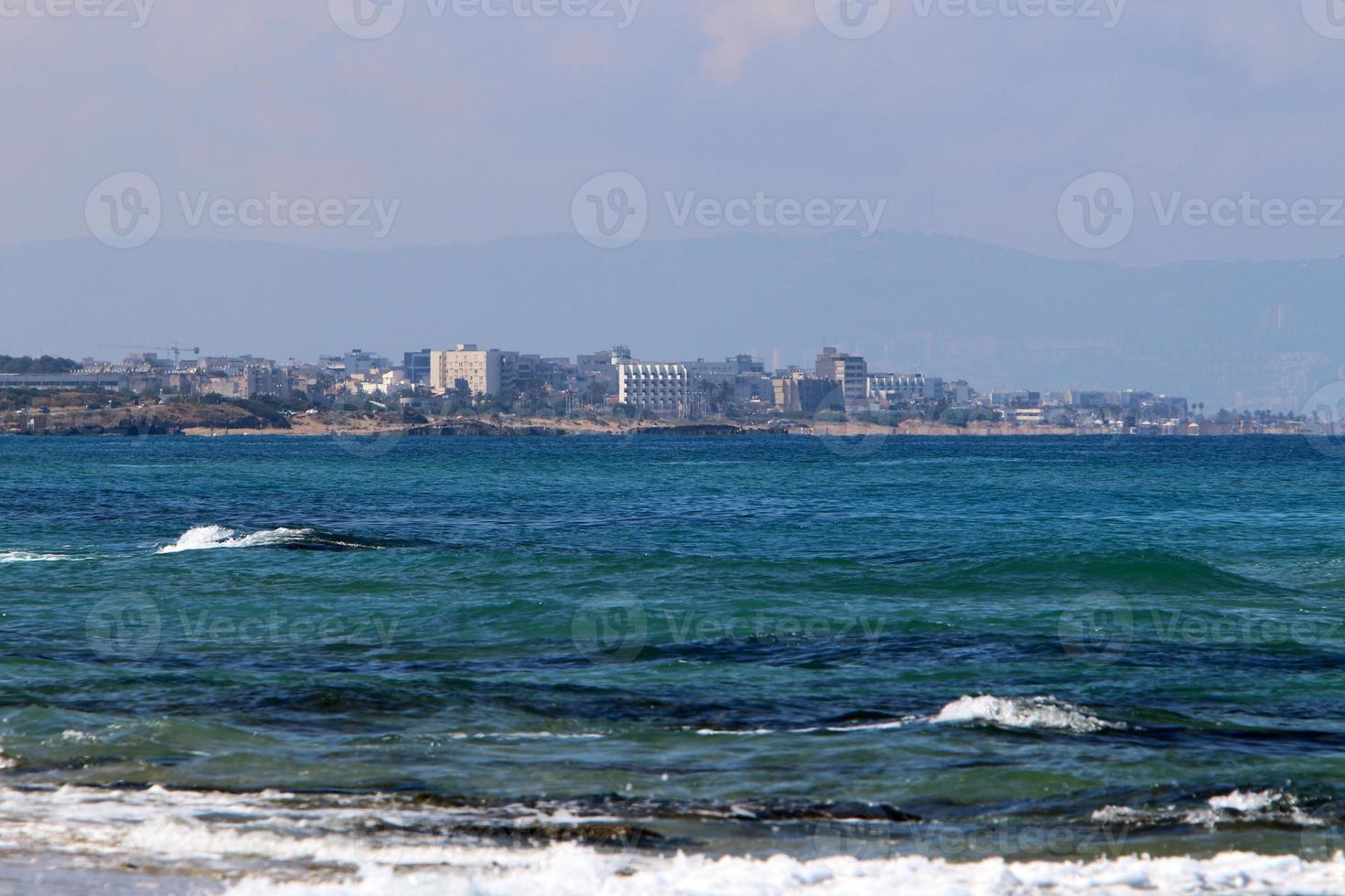Coast of the Mediterranean Sea in northern Israel. photo