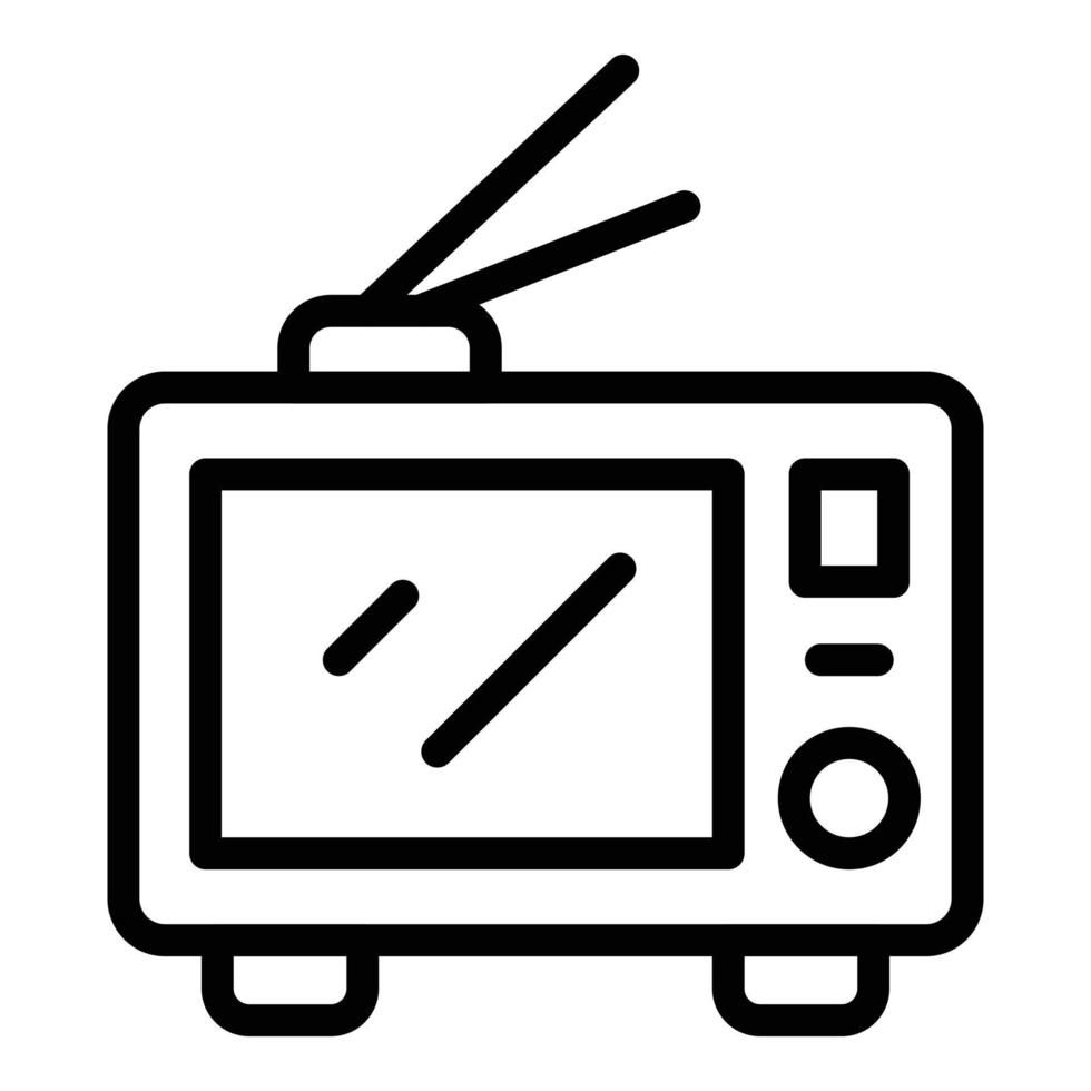 vector de contorno de icono de reloj de tv. medios informativos