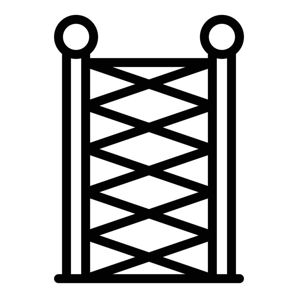 vector de contorno de icono de pared de red de escalada. parque de cuerdas
