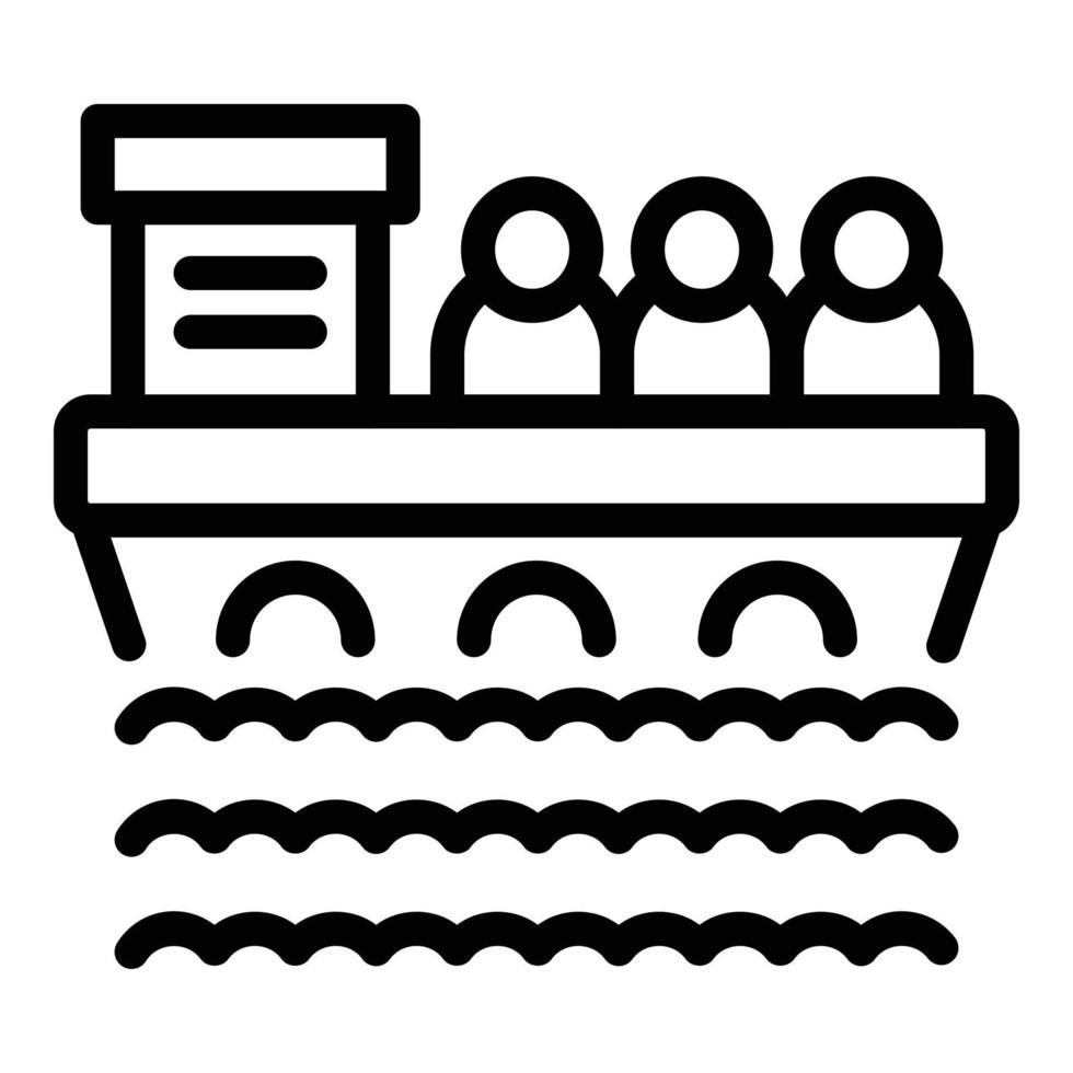 Ship migration icon outline vector. Migrant people vector