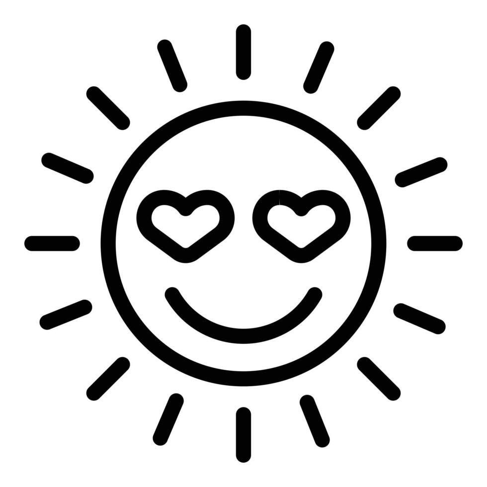 Sun emoji icon outline vector. Face fun vector