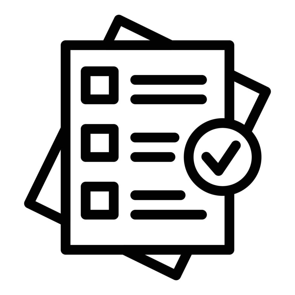 Document check icon outline vector. Form paper vector