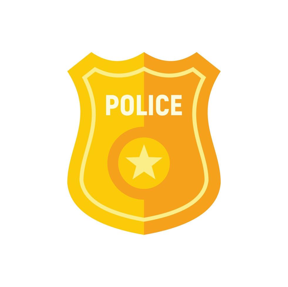 Police gold badge icon flat isolated vector