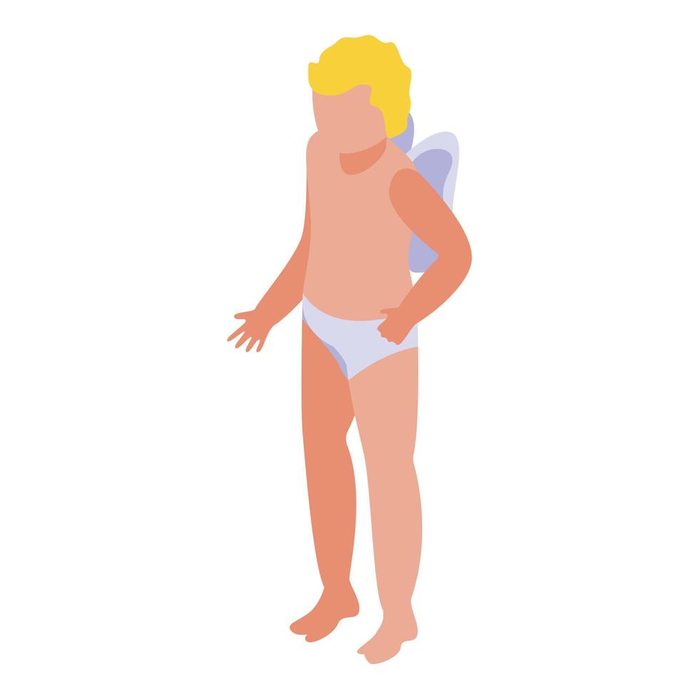 niño cupido icono vector isométrico. arco de amor