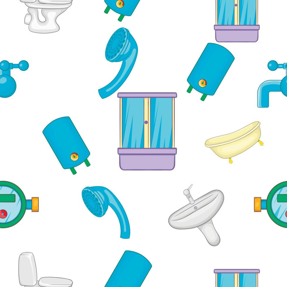 Bathroom pattern, cartoon style vector