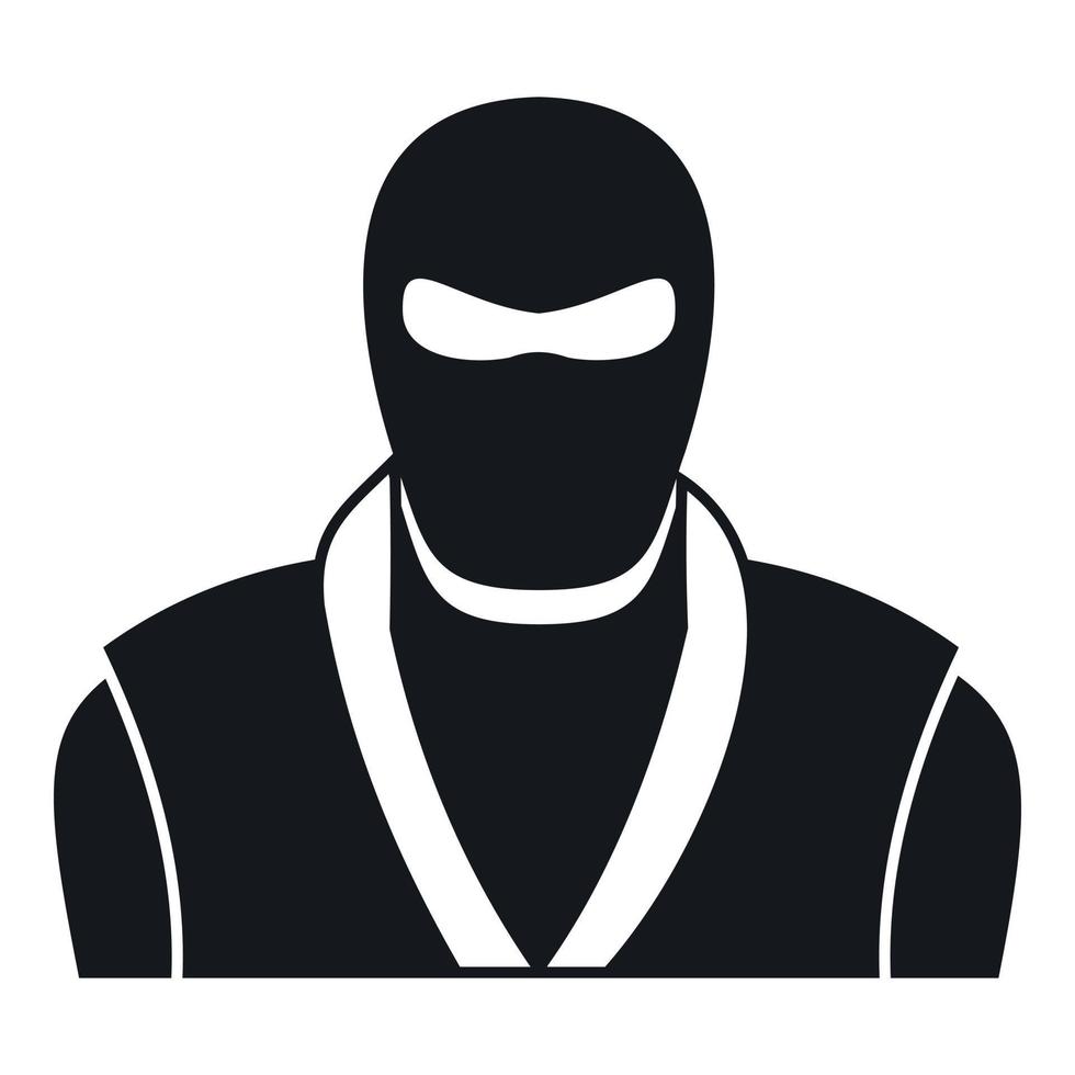 ninja en icono de máscara negra, estilo simple vector