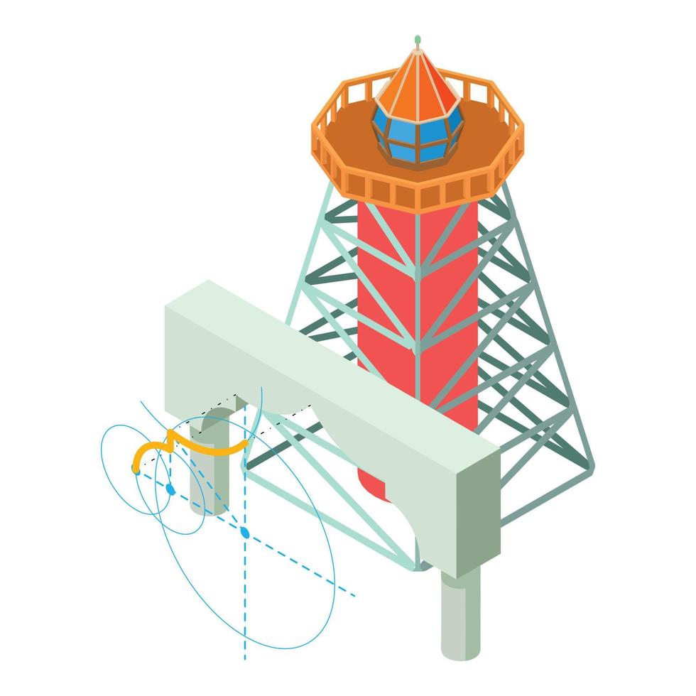 icono de trabajo de reconstrucción vector isométrico. proyecto de arco y construcción de faro