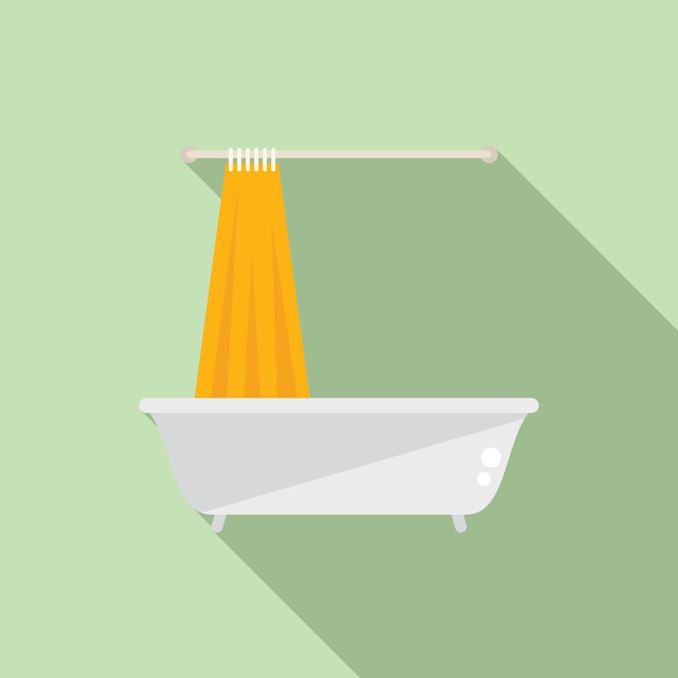 Clean shower curtain icon flat vector. Bathroom design vector