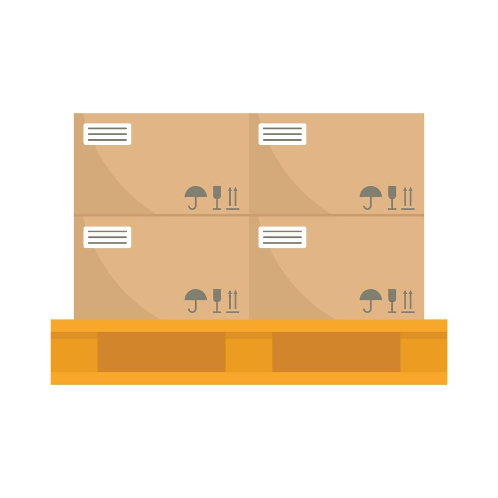 Warehouse parcel on pallet icon flat isolated vector