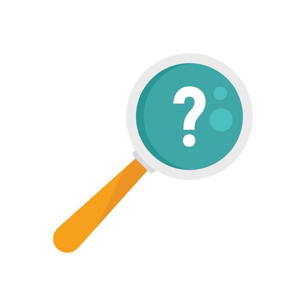 Request magnifier question icon flat isolated vector