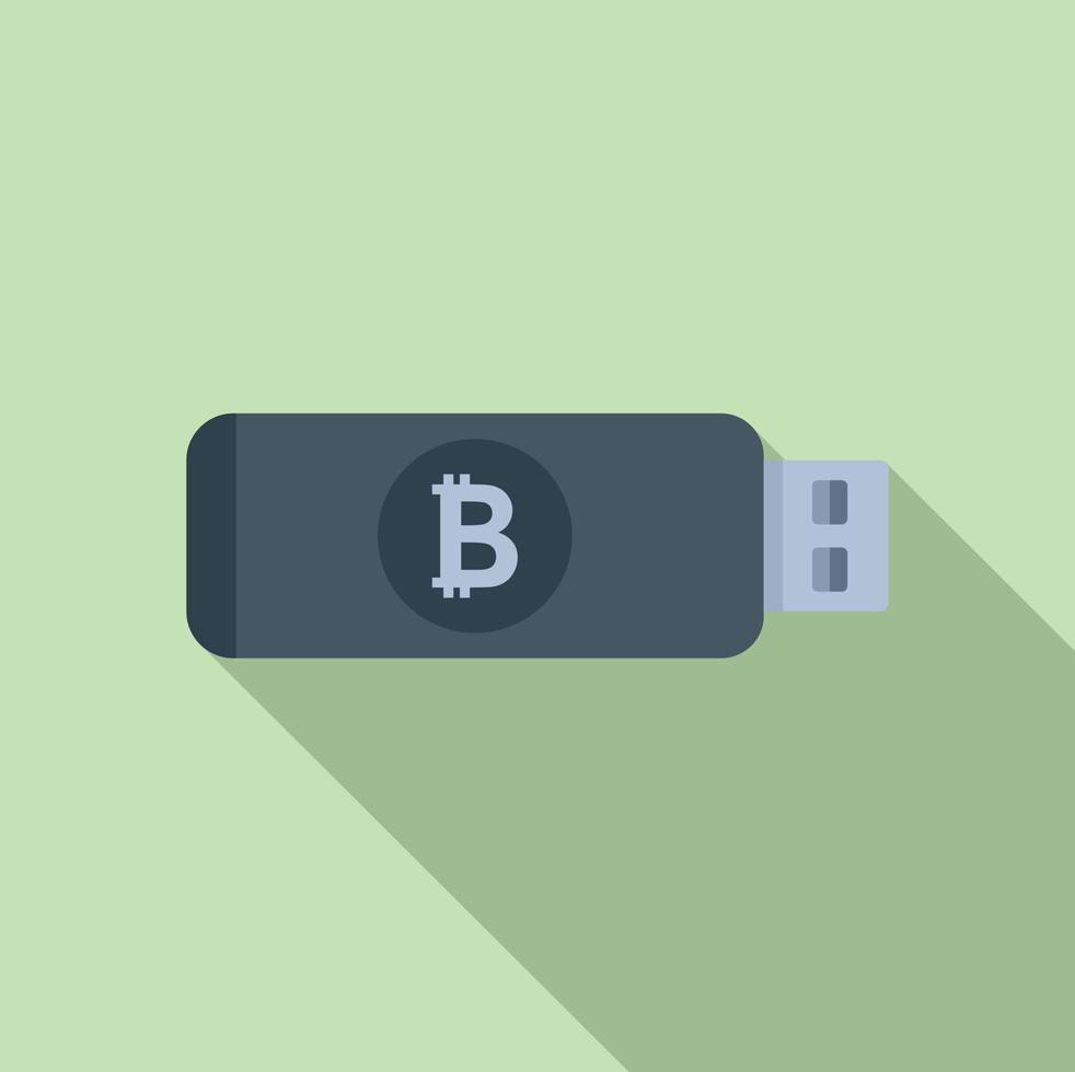 Cryptocurrency usb icon flat vector. Bitcoin money vector