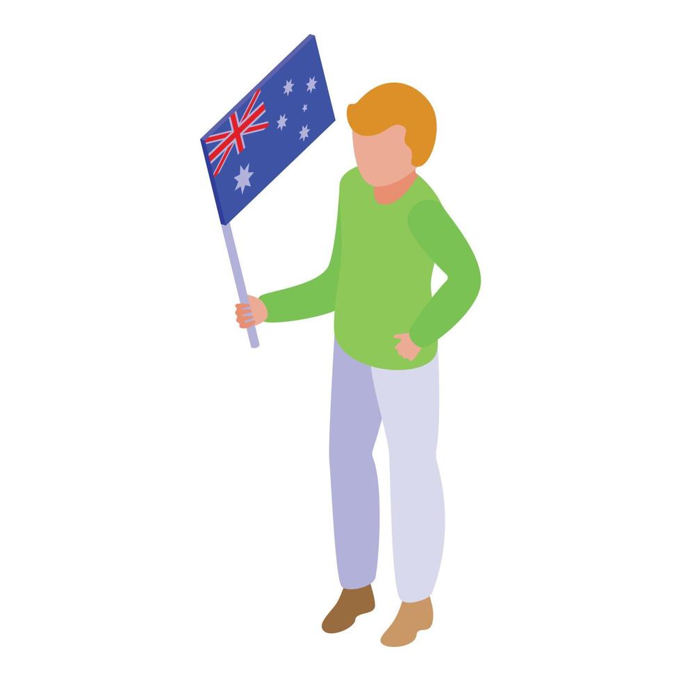 Kid Australia flag icon isometric vector. World holding vector