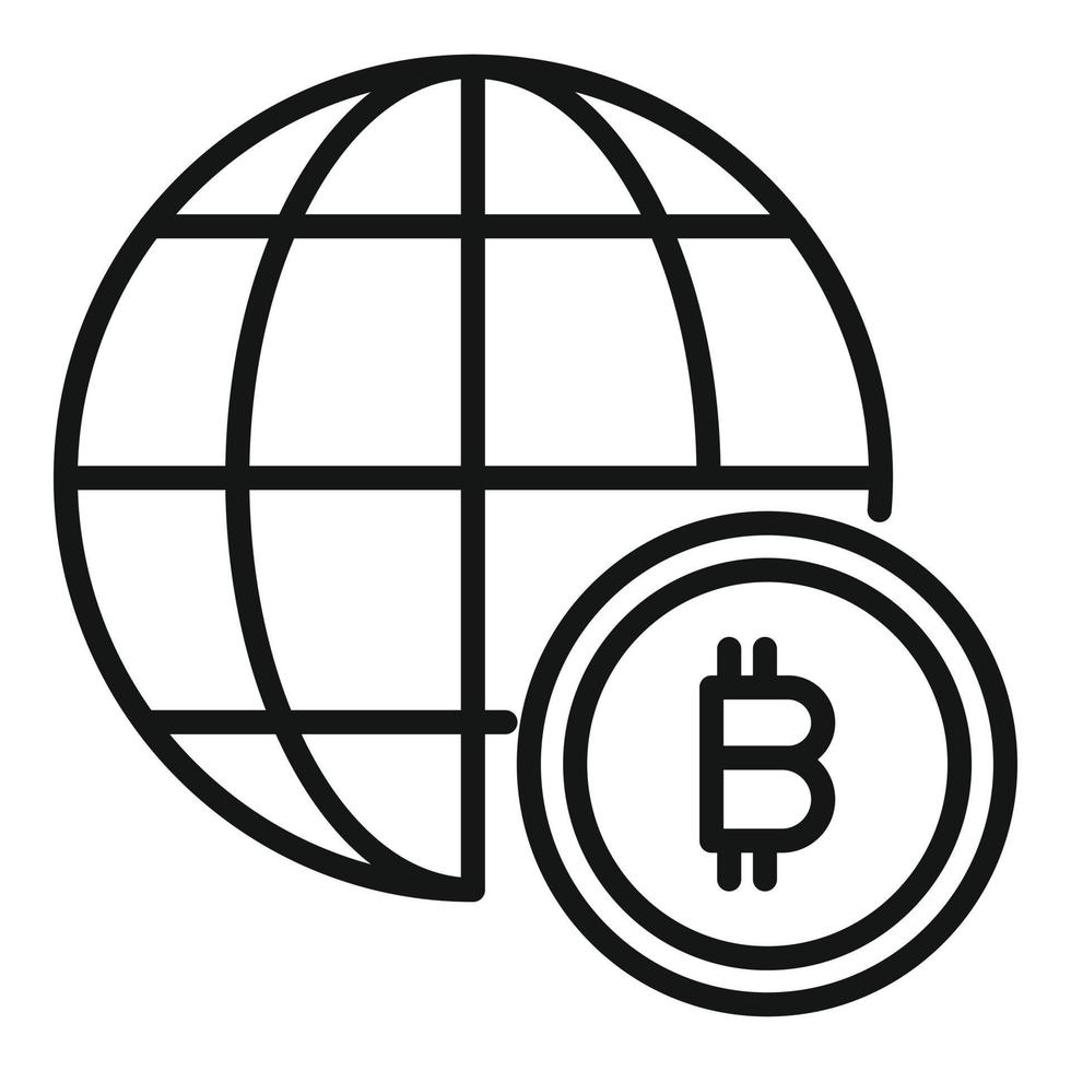 Global cryptocurrency icon outline vector. Crypto money vector