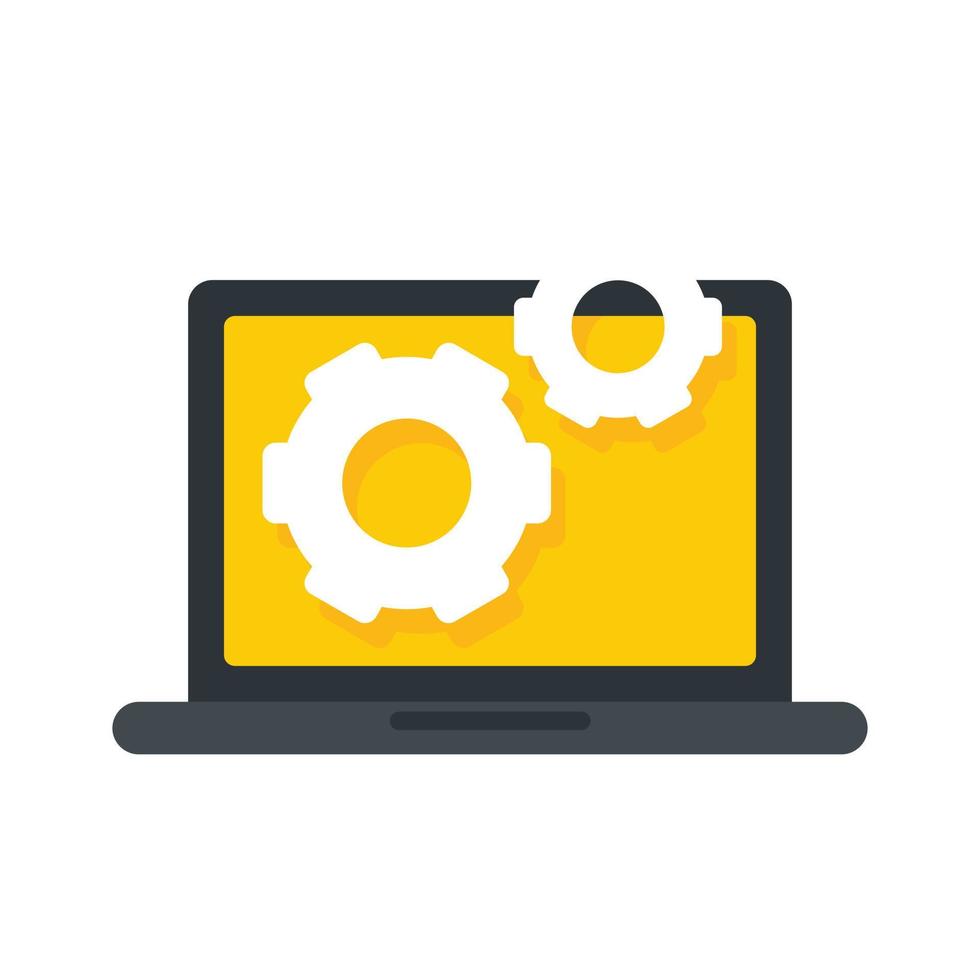 Testing laptop software icon flat isolated vector