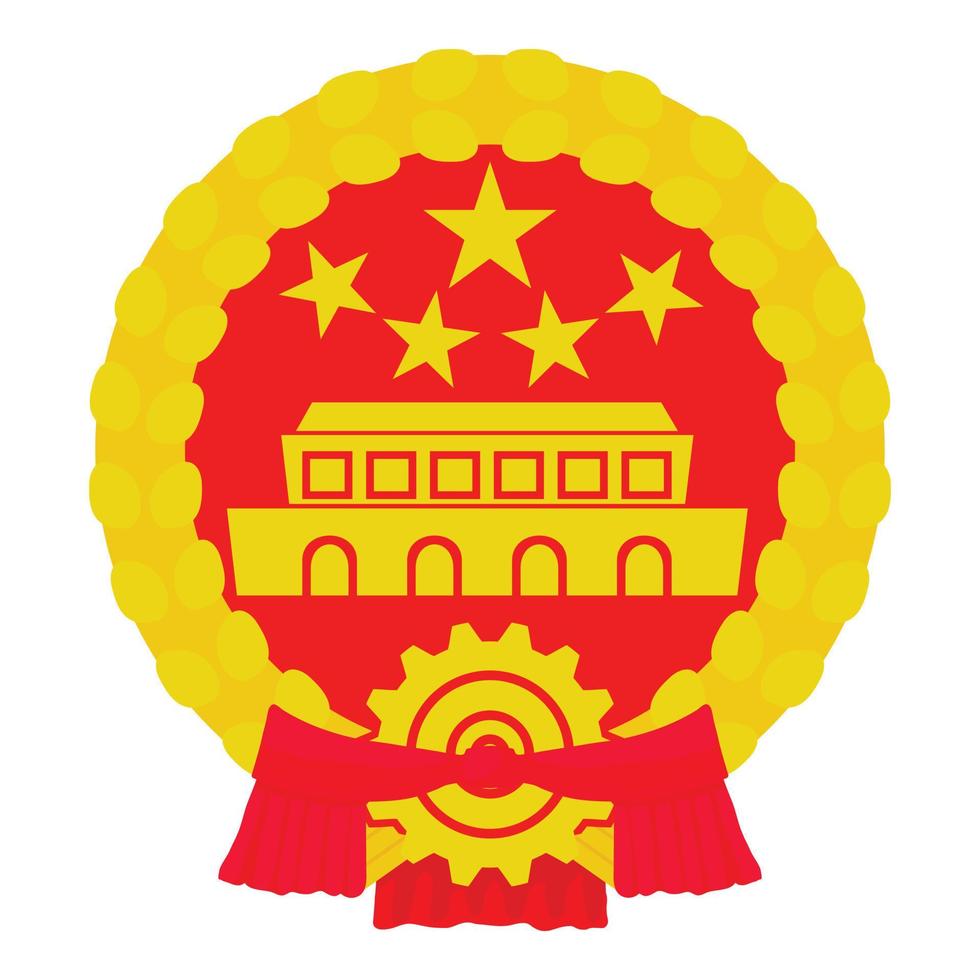 Chinese coin icon, cartoon style vector