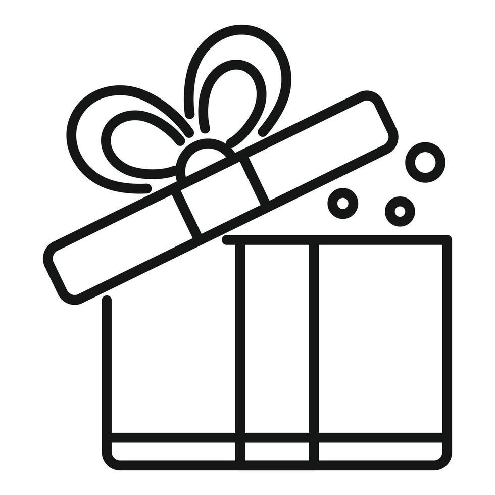 Open gift box icon outline vector. Happy present vector