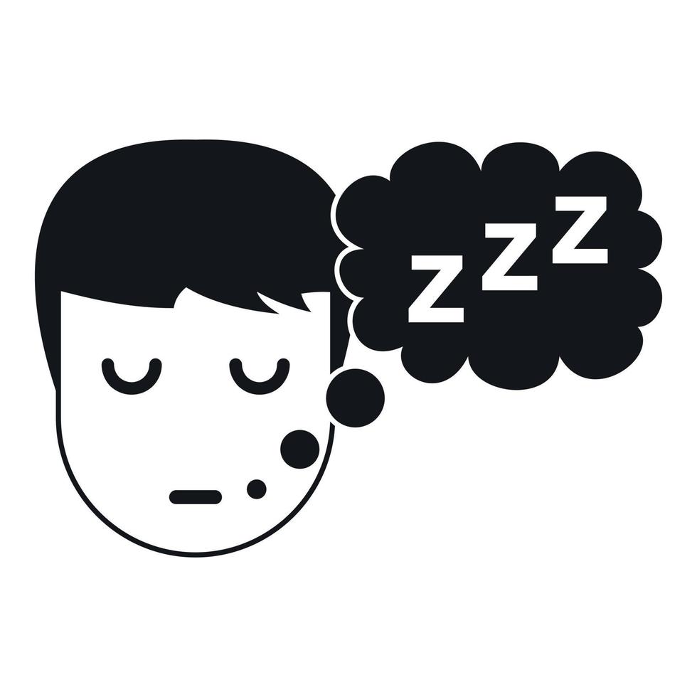 Boy head with speech bubble icon, simple style vector