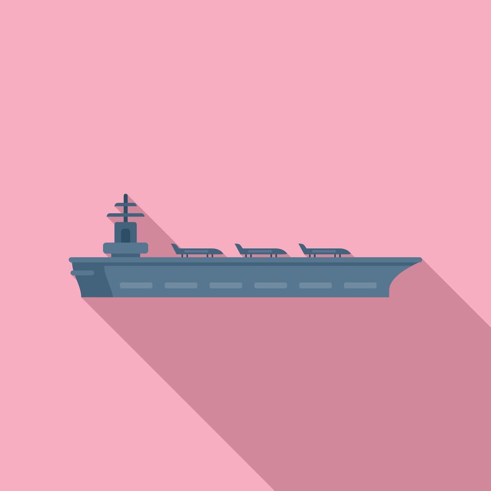 Combat aircraft carrier icon flat vector. Naval view vector