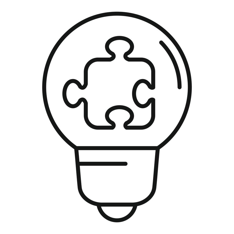 Puzzle idea bulb icon outline vector. Business solution vector