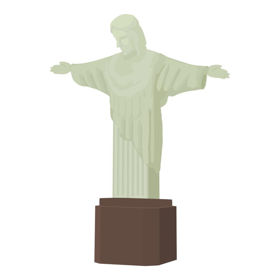 Christ statue icon, cartoon style vector