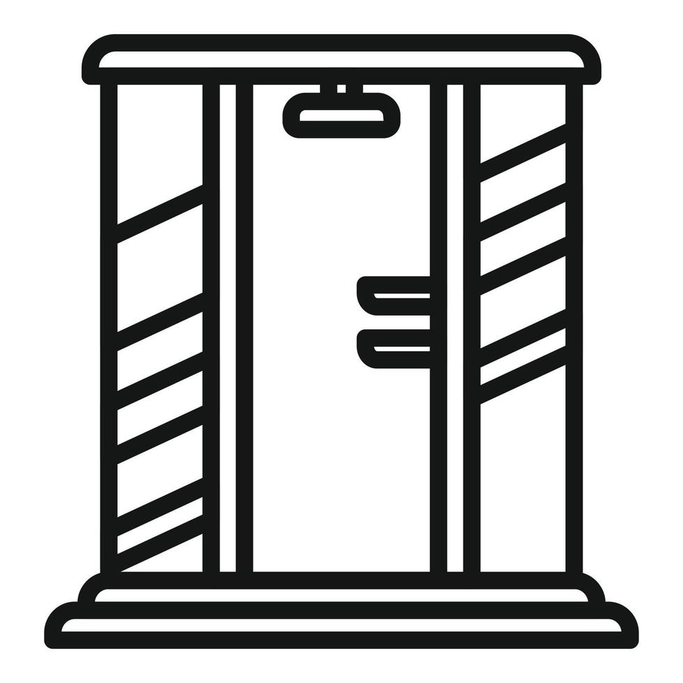 vector de contorno de icono de puerta de cabina de ducha. puesto de vidrio