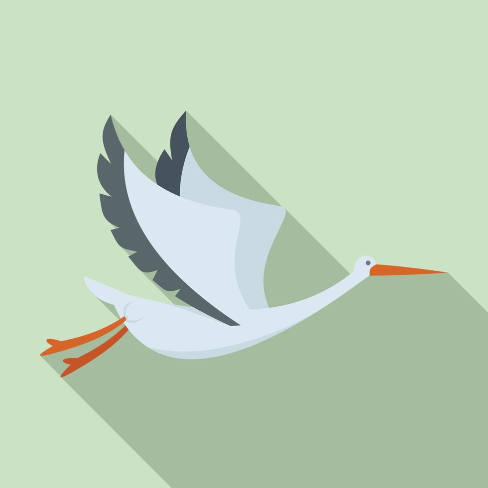 Heron stork icon flat vector. Fly bird vector