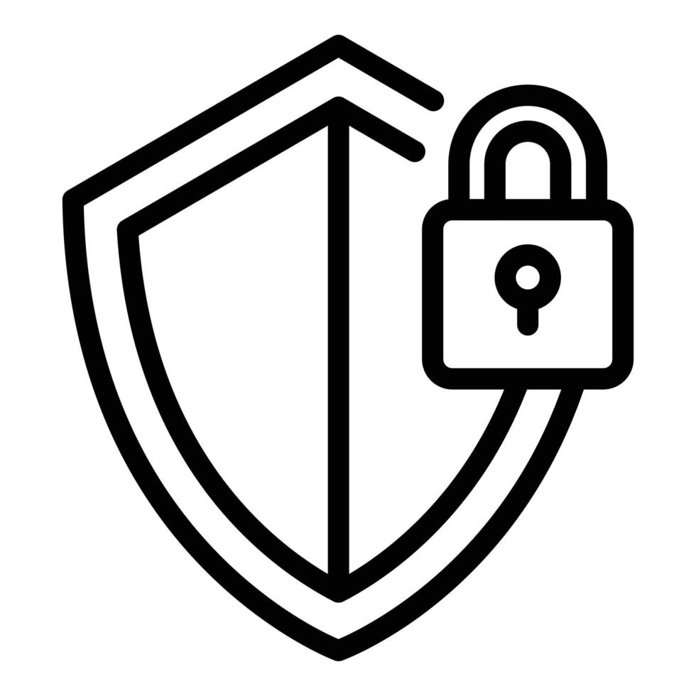 Shield locker icon outline vector. Guard police vector