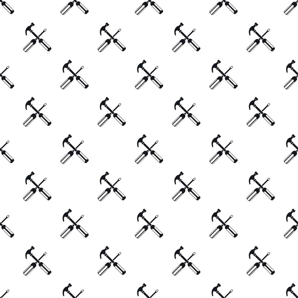 Hammer and screwdriver pattern, simple style vector
