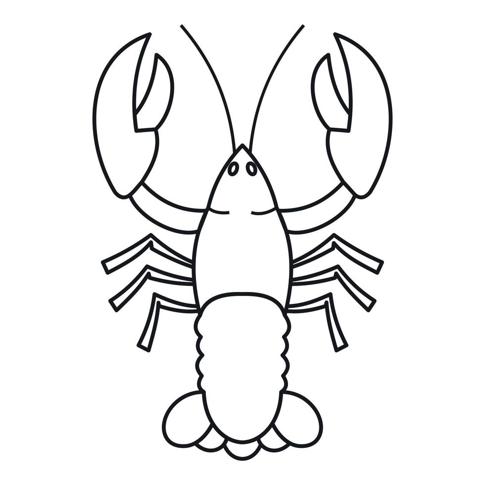 Crayfish icon, outline style vector
