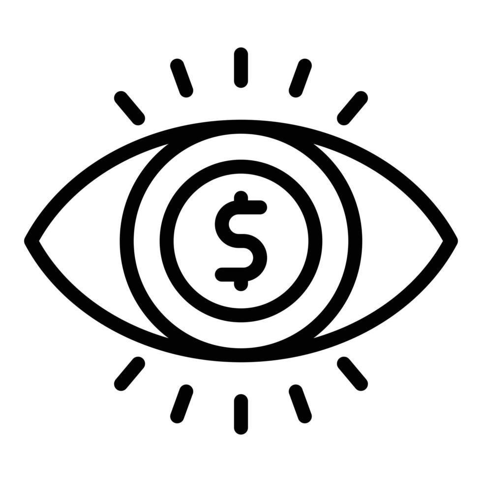 vector de contorno de icono de crédito ocular. pago personal