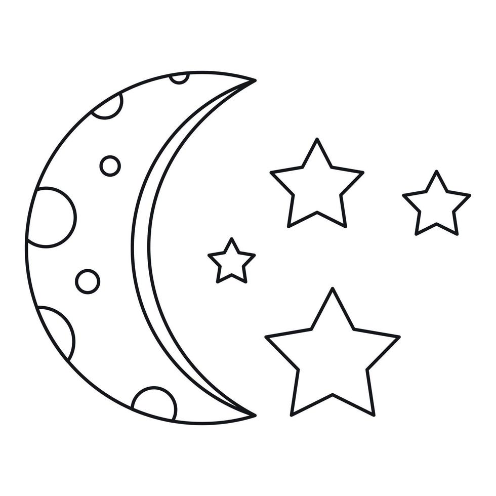 Moon and stars icon, outline style vector
