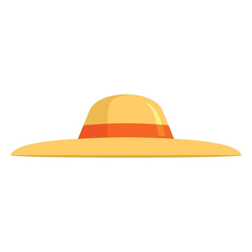 Sun protection woman hat icon flat isolated vector