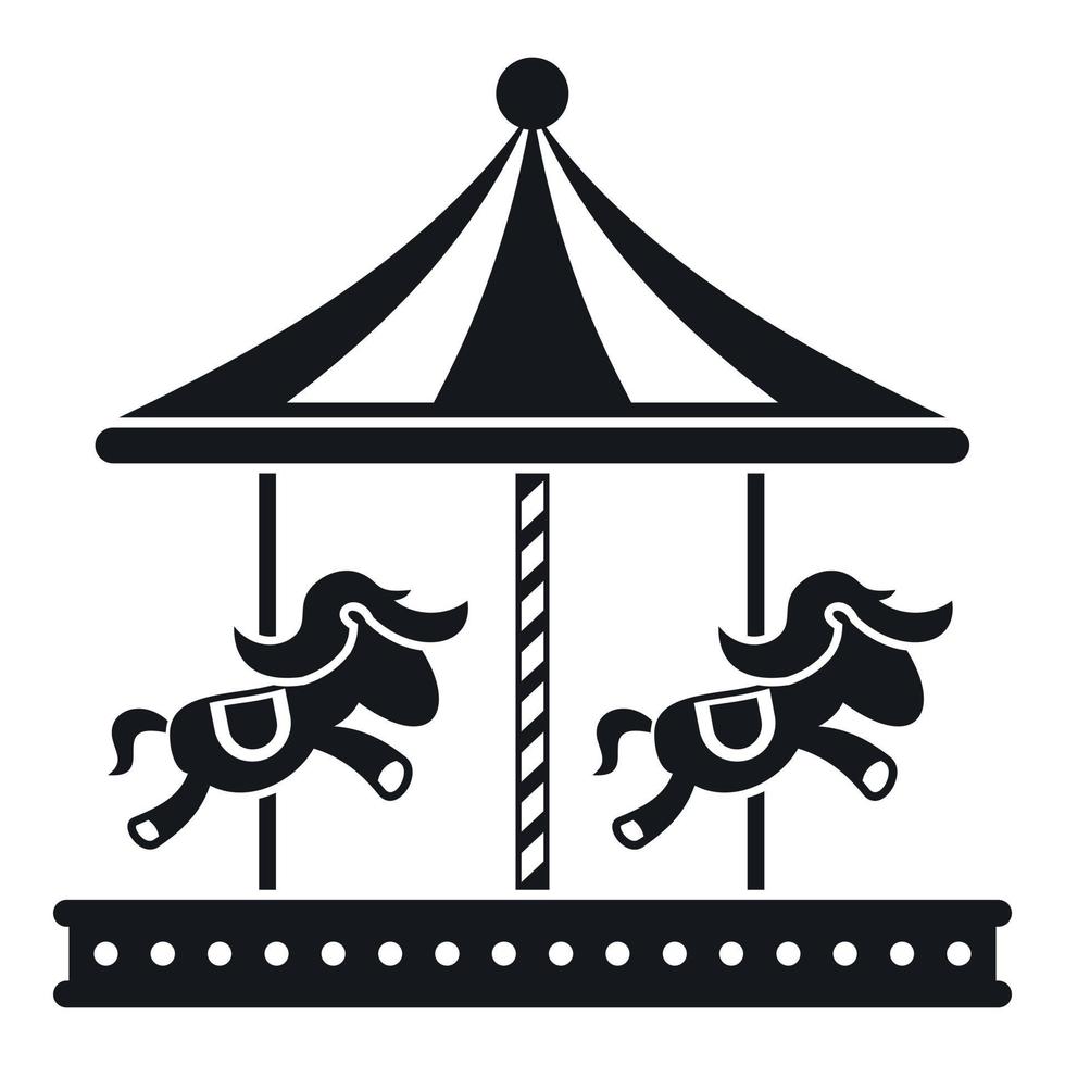 Merry go round horse ride icon, simple style vector