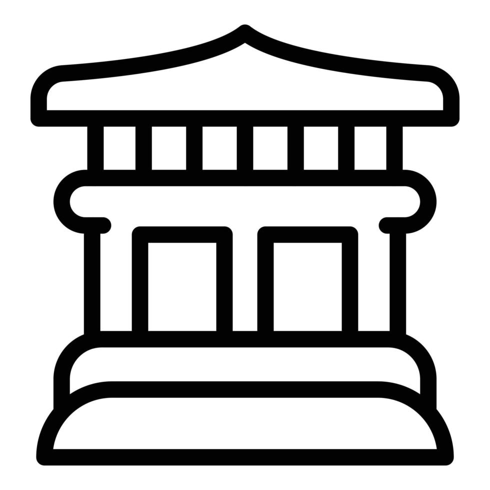 vector de contorno de icono de templo sintoísta. pagoda de la ciudad