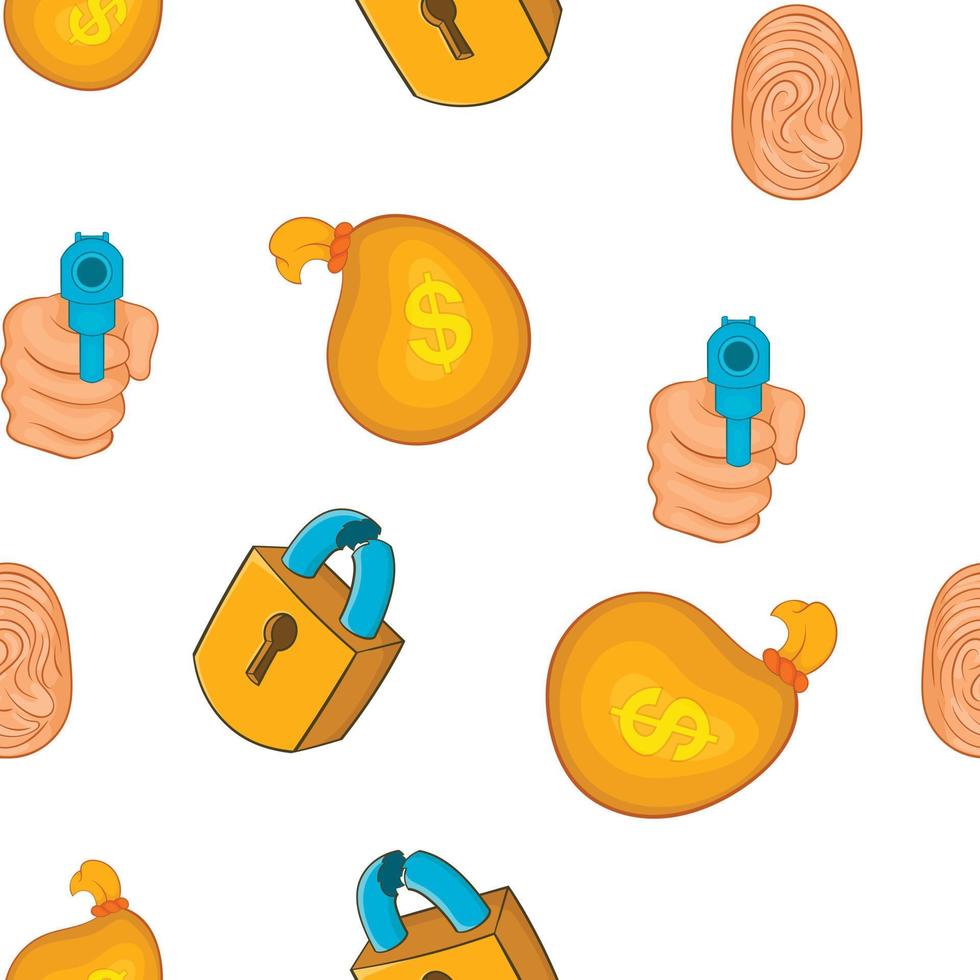 Theft crime pattern, cartoon style vector