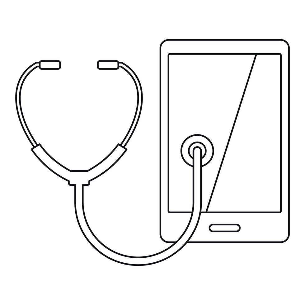 Phone diagnosis icon, outline style vector