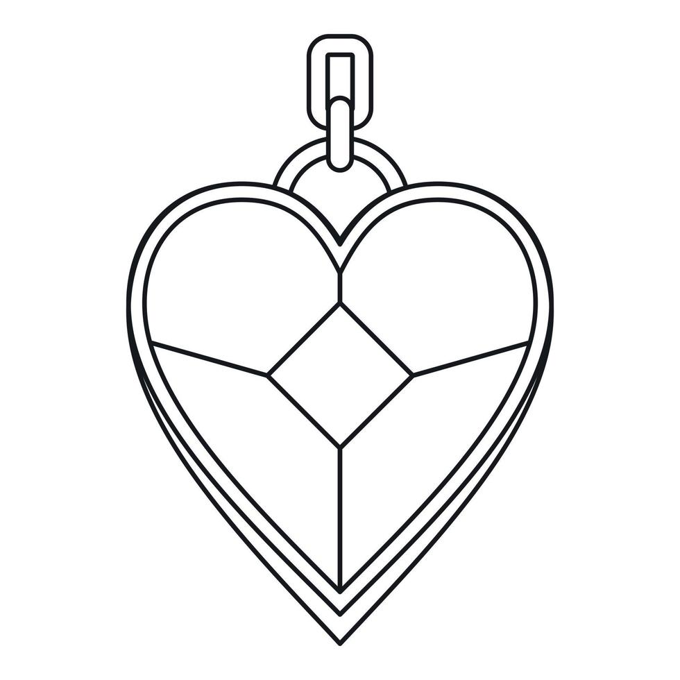 Pendant in the shape of heart icon, outline style vector