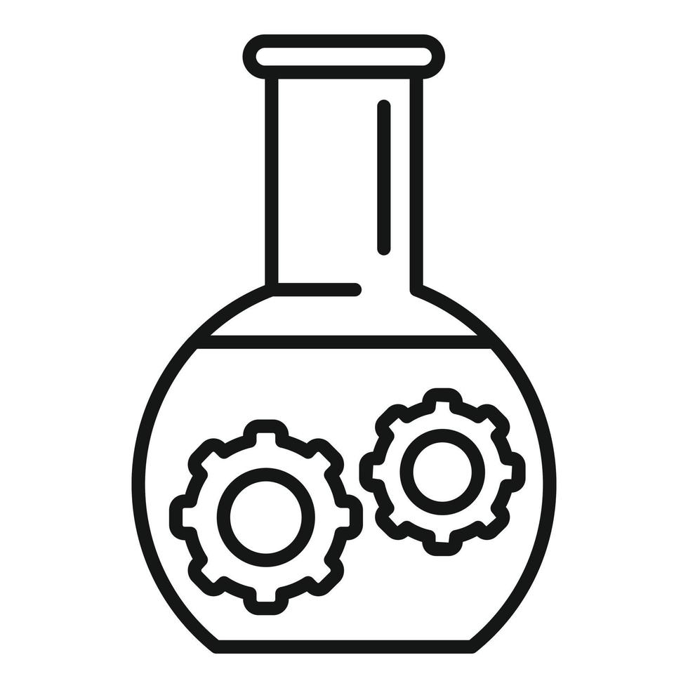 Flask gear control icon outline vector. Business center vector