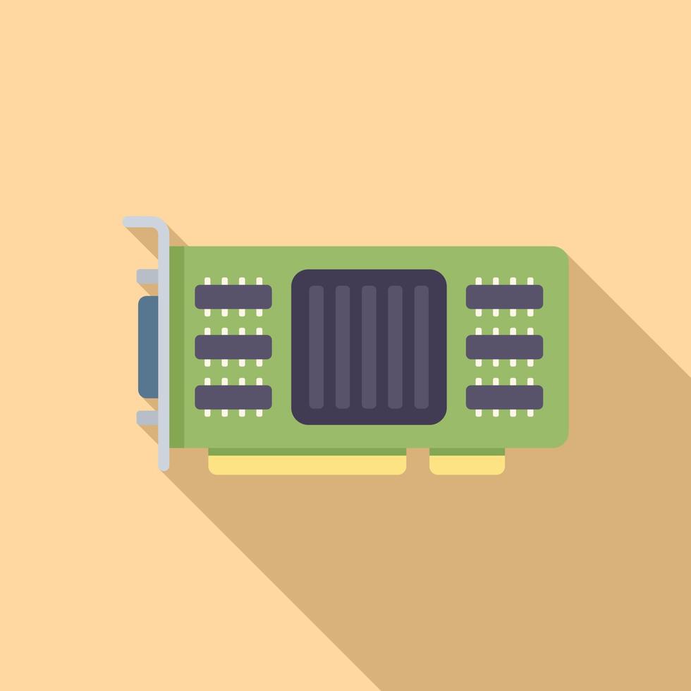 Fan gpu card icon flat vector. Pc graphic vector