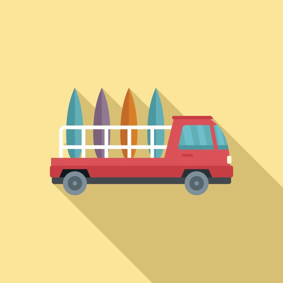 Sup surf truck icon flat vector. Paddle board vector