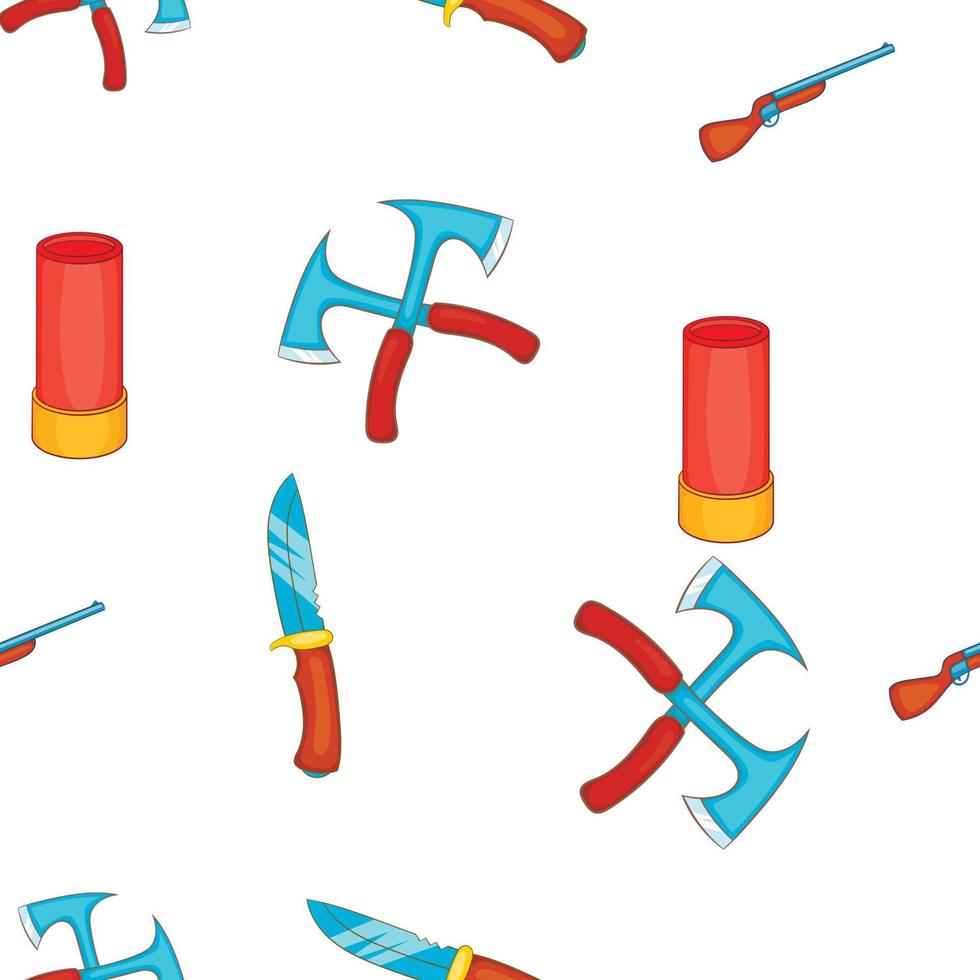 Hunting equipment pattern, cartoon style vector