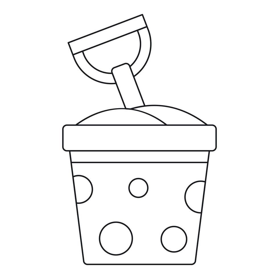 Toy bucket and spade icon, outline style vector