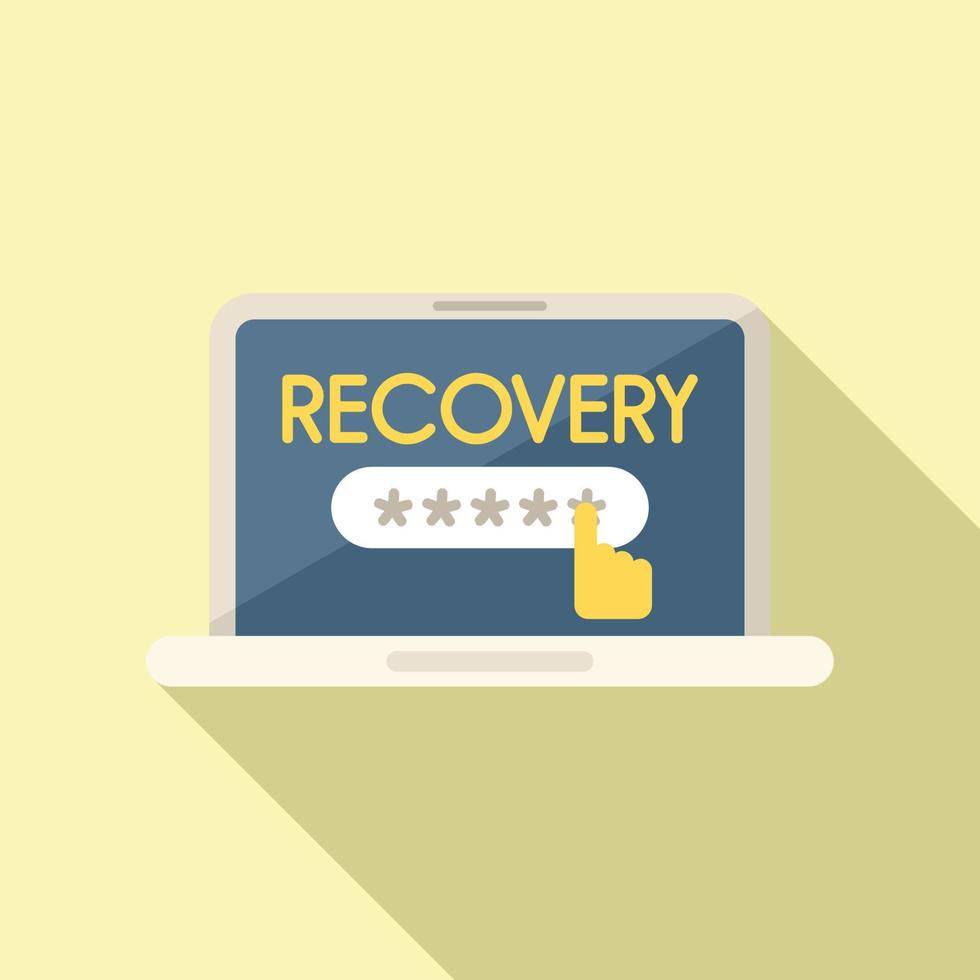 Laptop password recovery icon flat vector. Page log vector