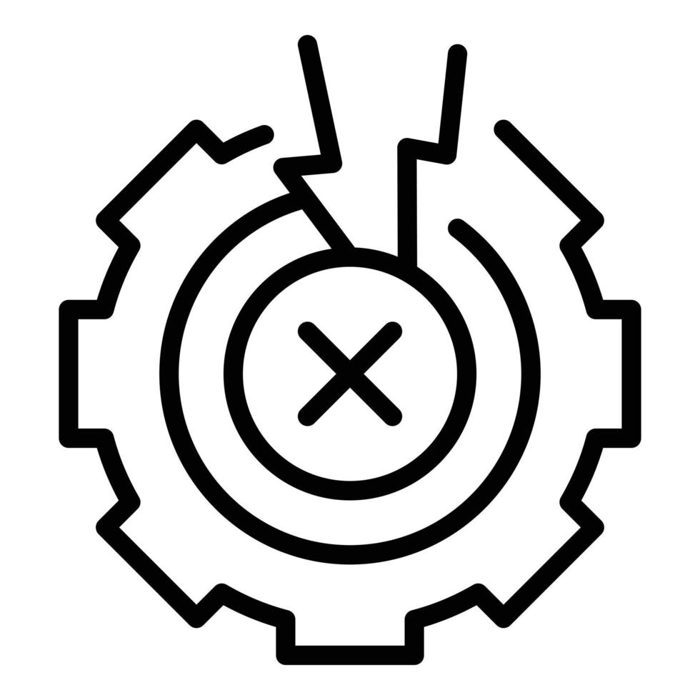 Gear lost connection icon outline vector. Internet error vector