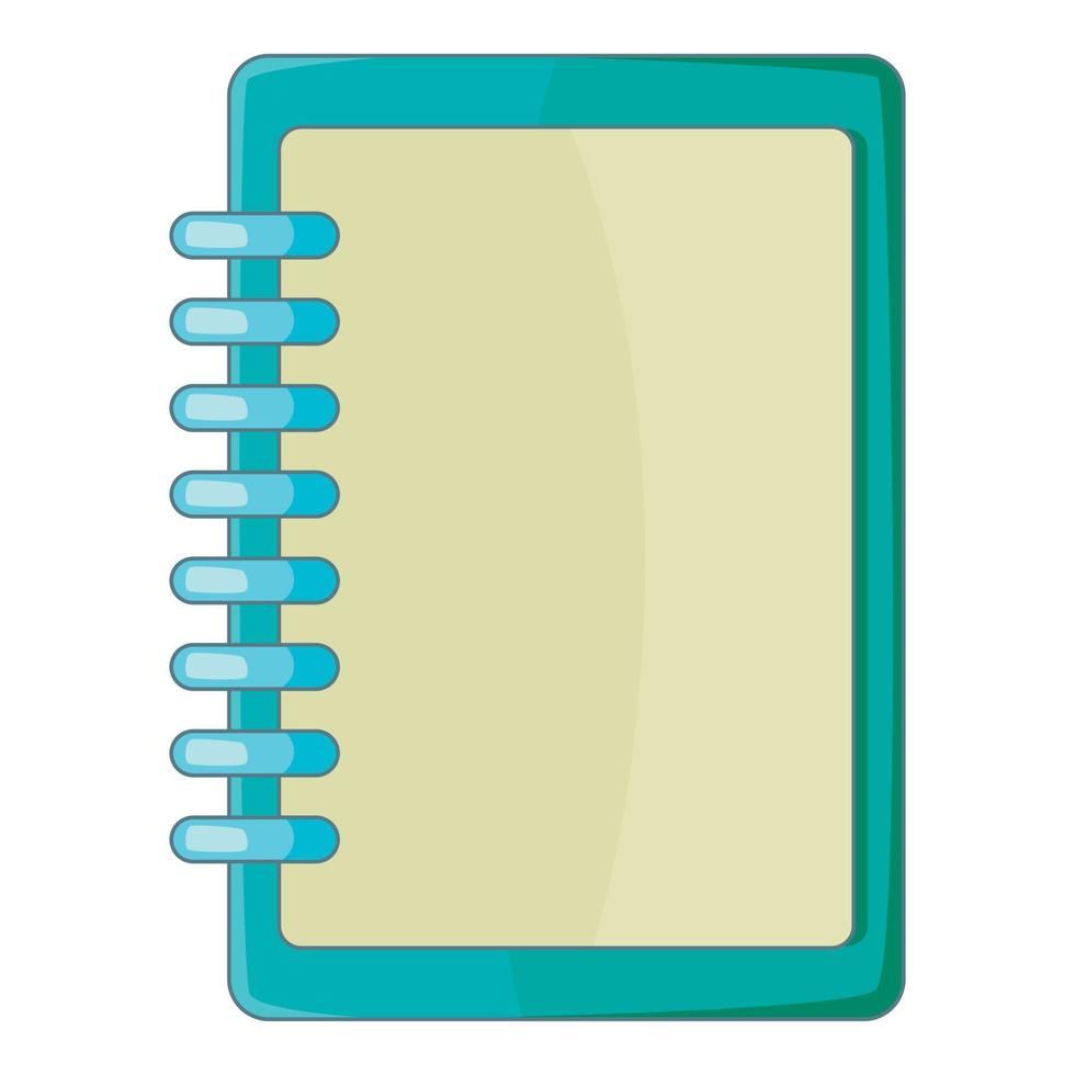 Blank spiral notebook icon, cartoon style vector