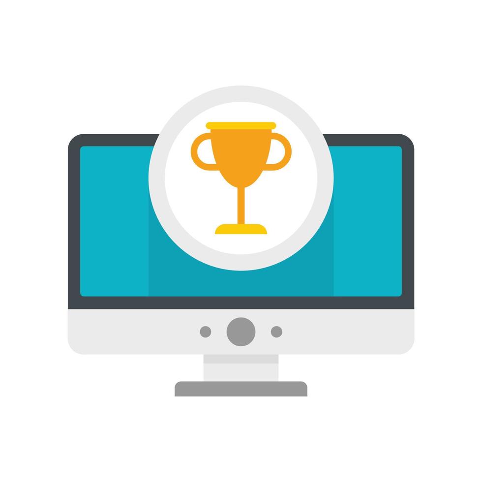 Gamification monitor cup icon flat isolated vector