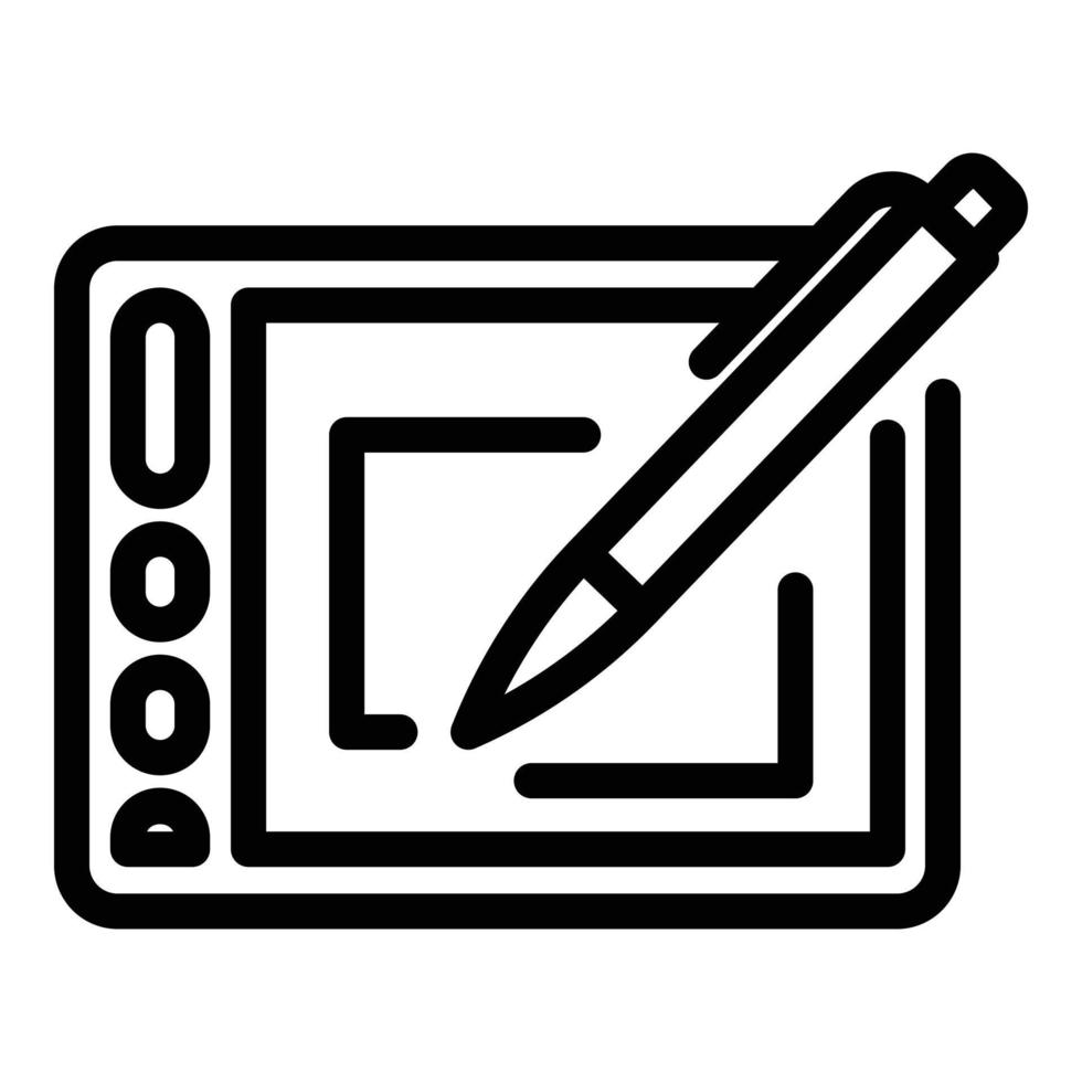 Draw digital pen icon outline vector. Tablet pad vector