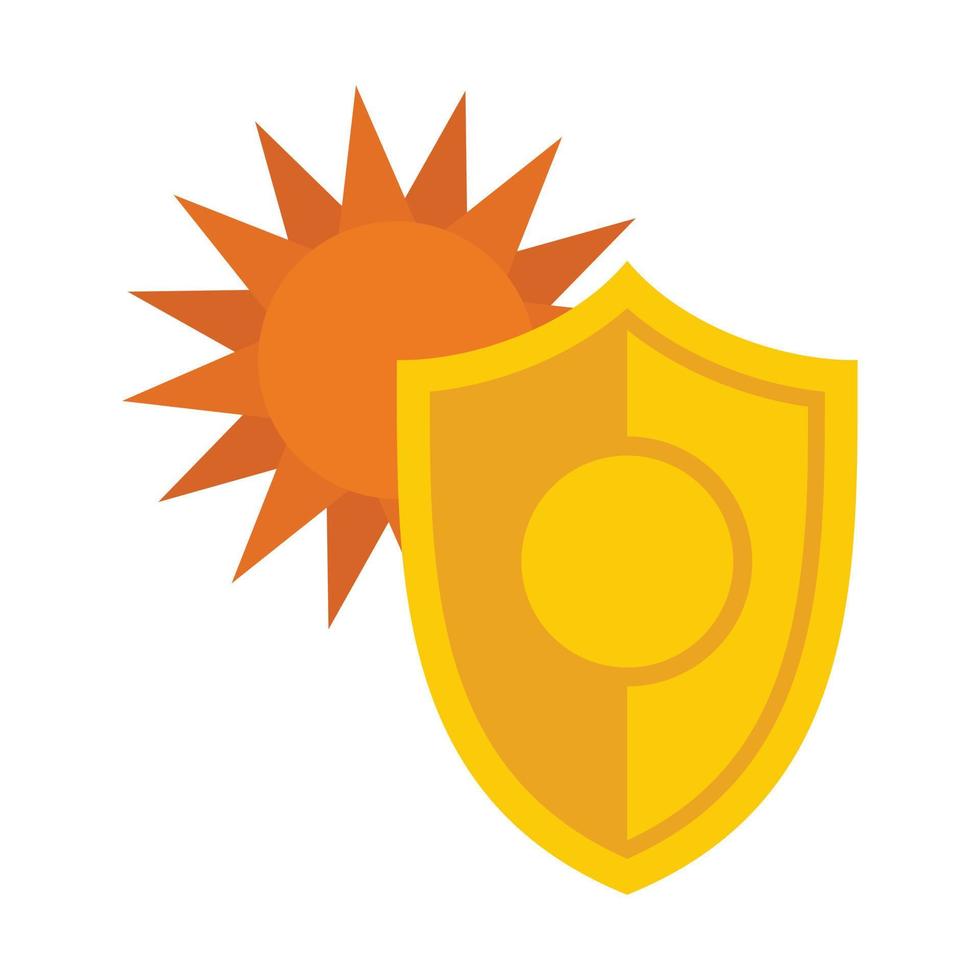 escudo protección solar icono plano vector aislado